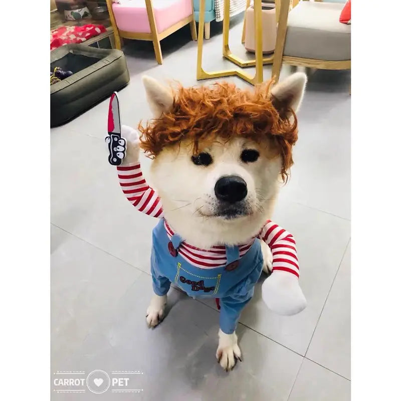 Pet Deadly Dog Costume, Cute Dog Cosplay Halloween Christmas Funny Pet Clothes Party Costume for Small Medium and Large Dogs (Medium)