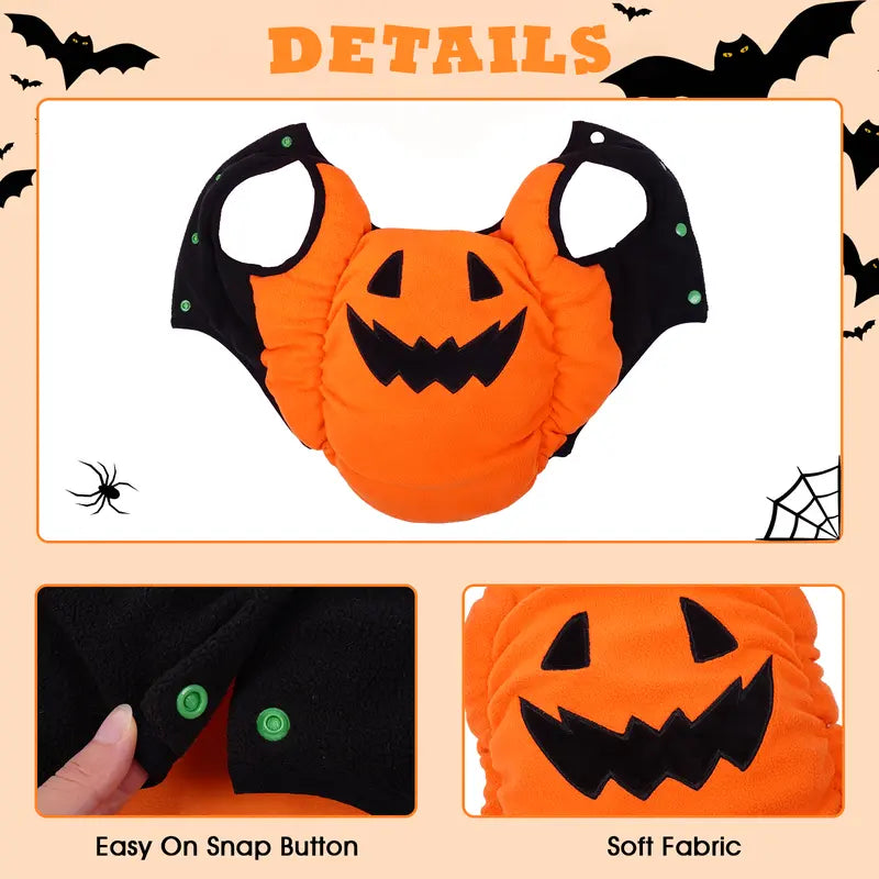 FUAMEY Halloween Dog Costume | Small-Breed Pumpkin Hat | Adjustable Fit for Thermal Warmth, Ideal for Pet Festival Celebrations