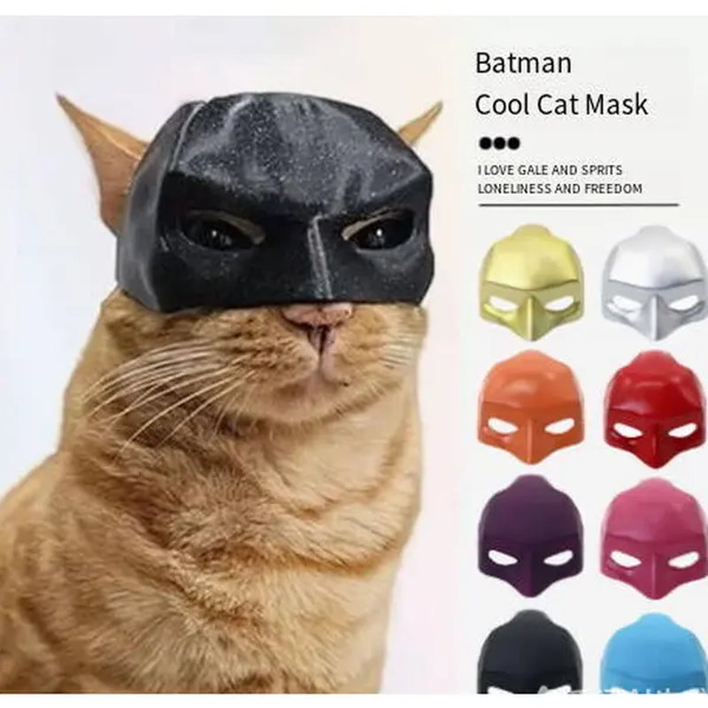 Funny Bat Cat Mask for Halloween, Pet Avenger Superhero Helmet, Cute Kitten Cosplay Dress‑Up Party Costume Accessories