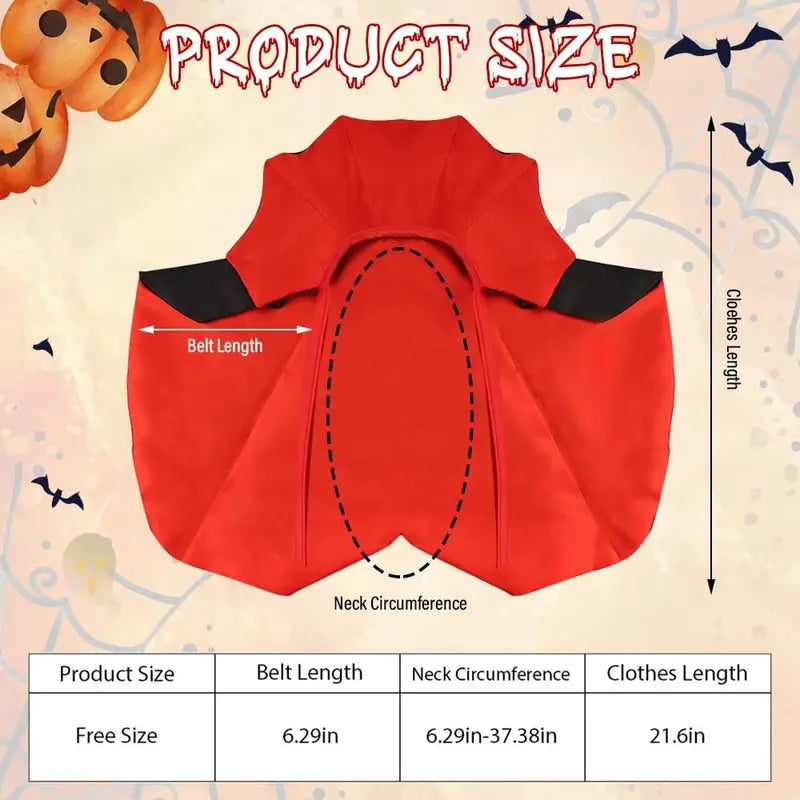 Halloween Vampire Cloak Costume Adjustable Red Black Pet Cape Costume Clothes, Halloween Pet Accessories Costumes Outfit Decor Cowl for Small Cats Dogs Halloween Party Pet