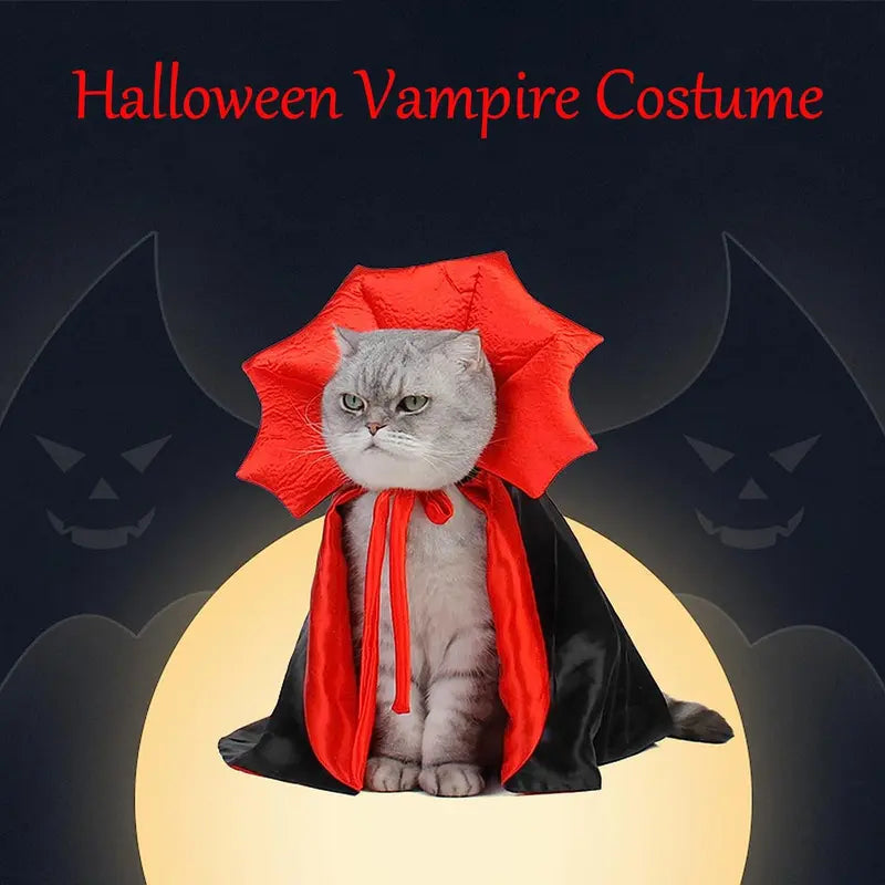Halloween Pet Vampire Cape and Devil Cloak Costume for Dogs and Cats - Adorable Puppy and Kitten Cosplay Outfit, Perfect for Halloween Parties and Photo Opportunities