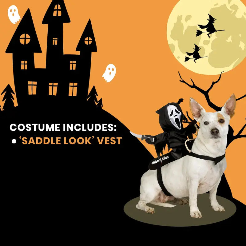 Ghost Face Rider Pet Vest Costume, Fun World Classic Halloween Costume, Universal Fabric Dog & Cat Outfit