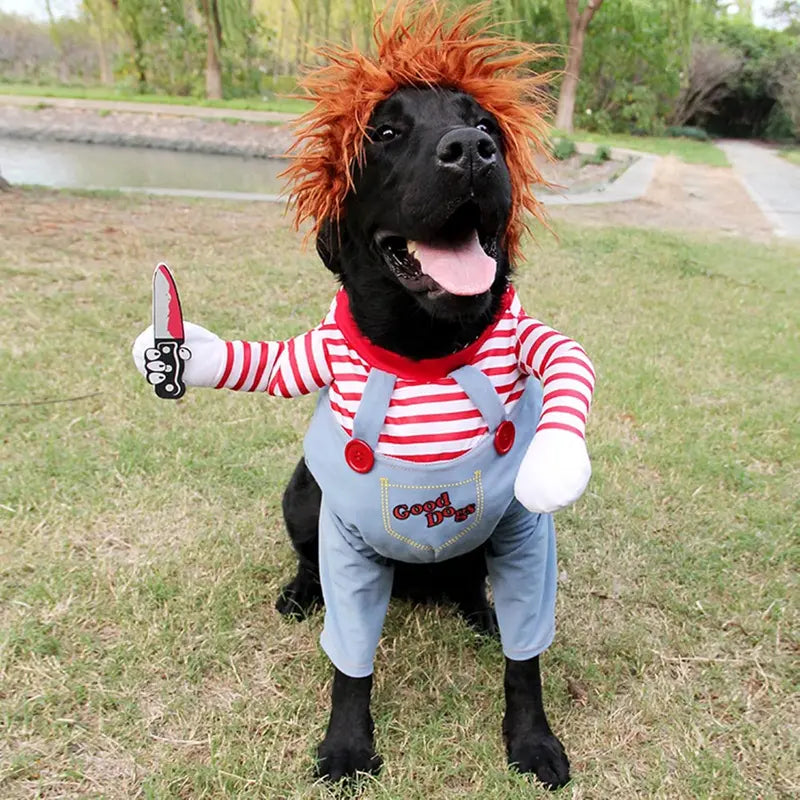 Pet Deadly Dog Costume, Cute Dog Cosplay Halloween Christmas Funny Pet Clothes Party Costume for Small Medium and Large Dogs (Medium)